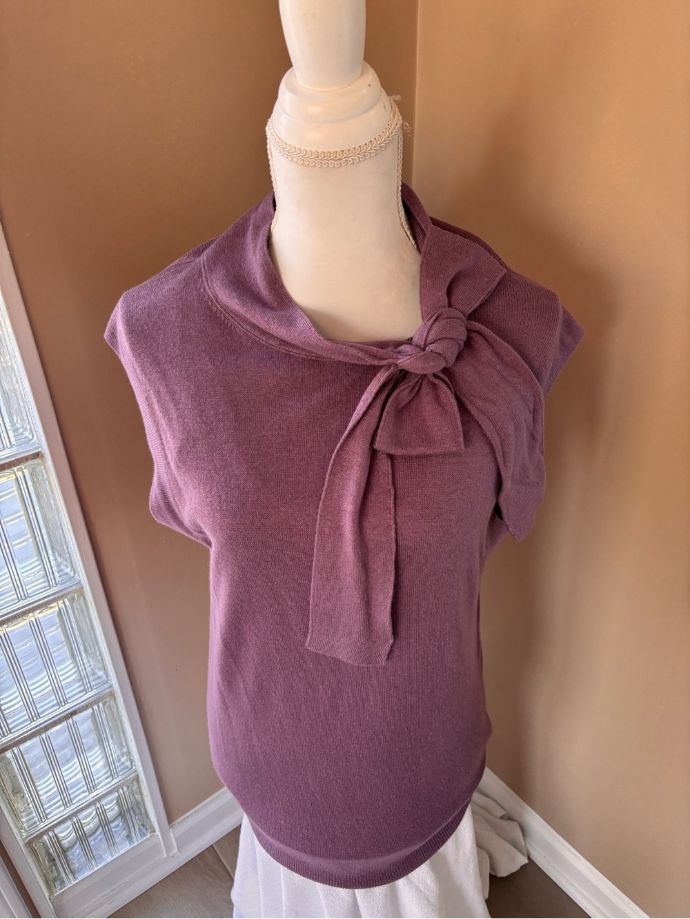 Moda International Silk-Cashmere Crewneck Sweater - Dusty Lavender L